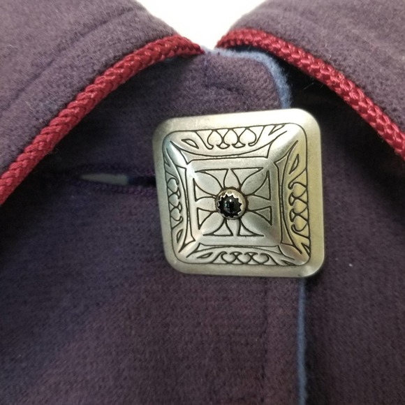 Wool Purple Duster Coat Silver Concho Buttons Accent - Picture 4 of 11